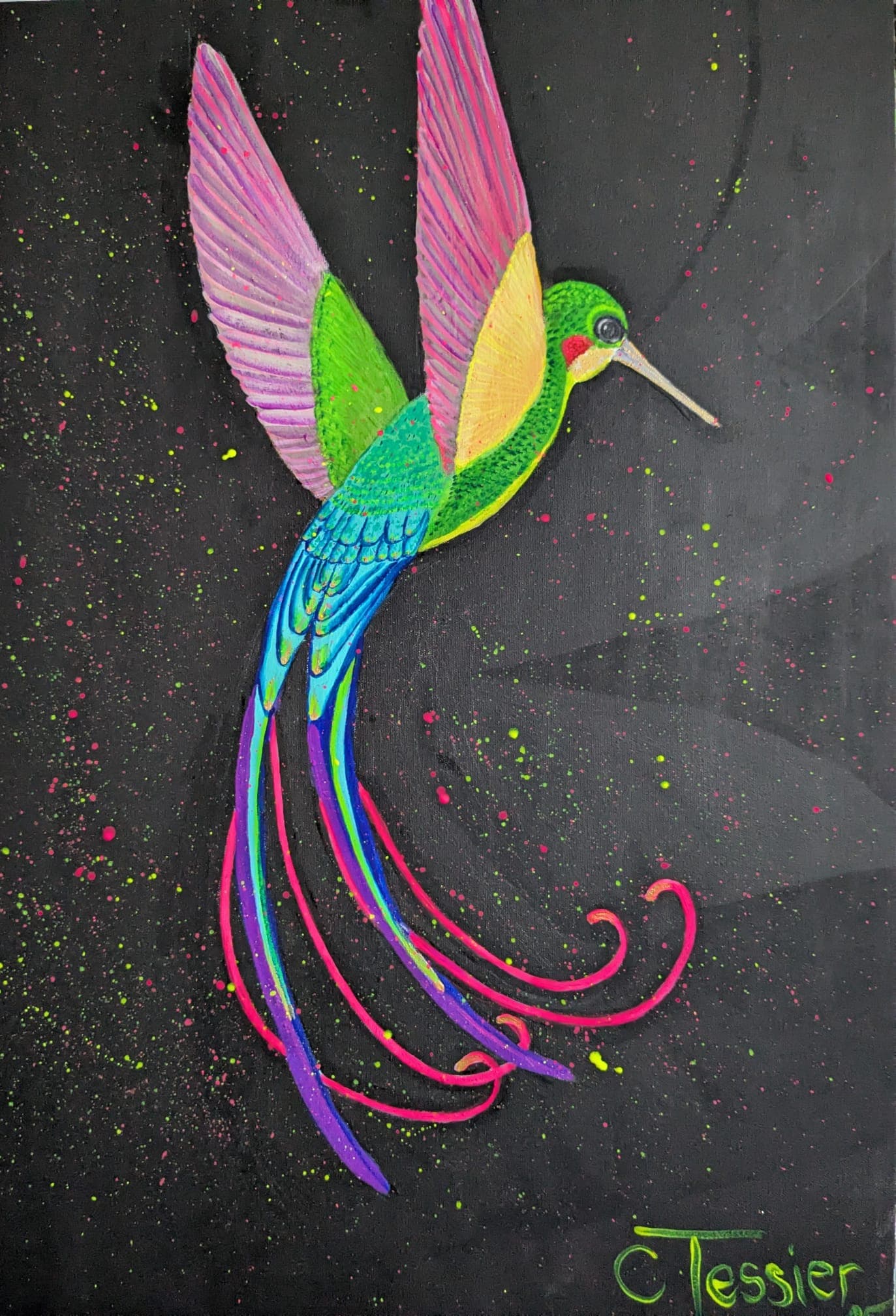 Hummingbird, painting by Carol Tessier