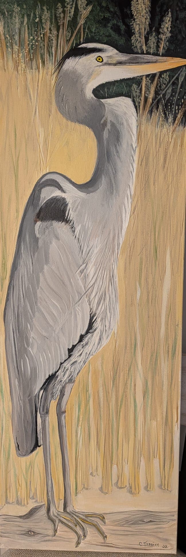Great Blue Heron, painting by Carol Tessier
